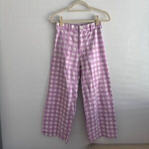 SZ Blockprints Purple/White Gingham Wide Leg Disco Pants